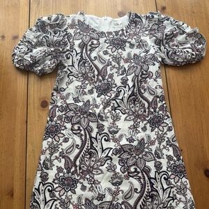 NWOT Eliza J Paisley Puff Sleeve Linen Blend Dress Size 6
